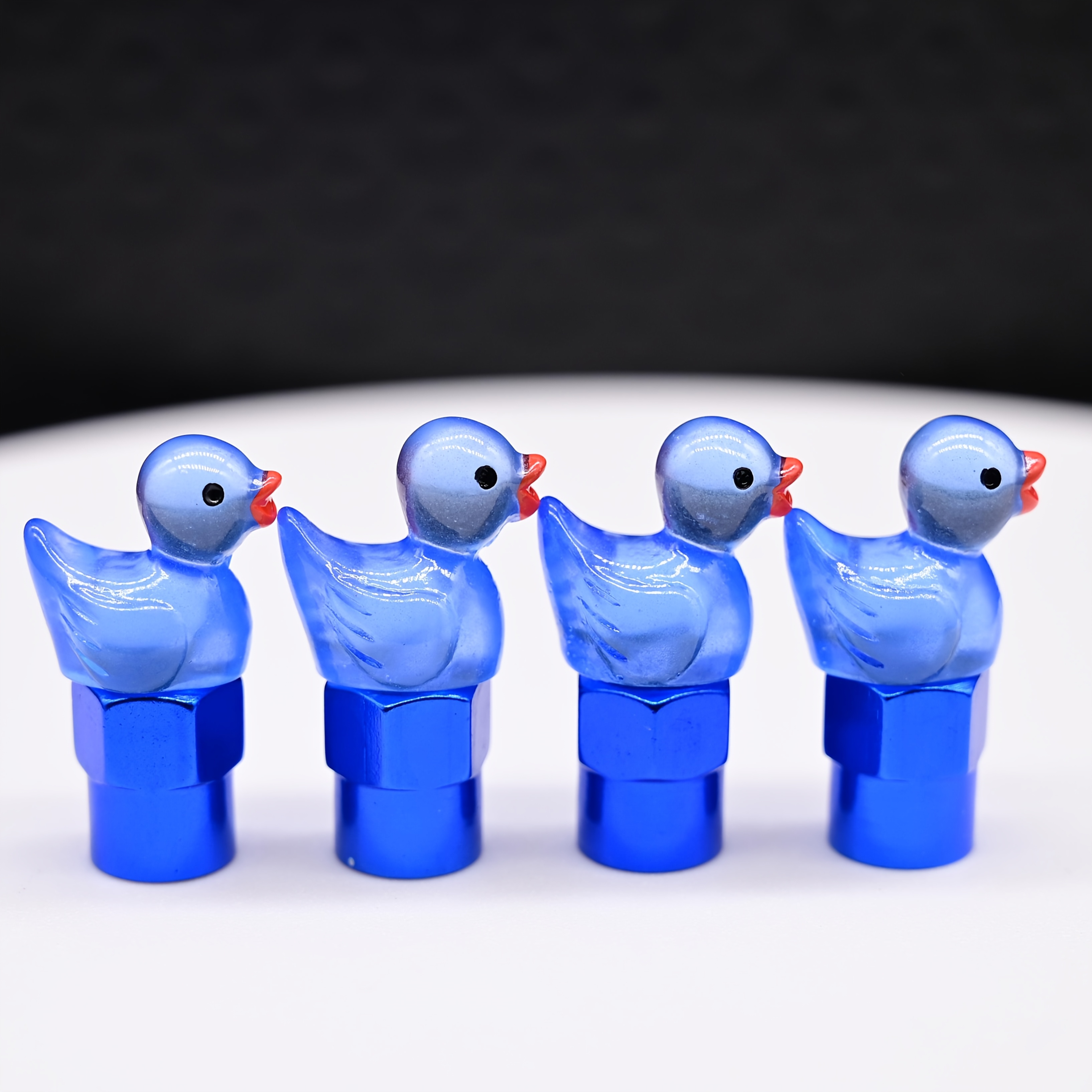 TEMU 4pcs Luminous Purple Duck Tire Valve Stem Caps, Universal Fit For Cars, Motorcycles, Bicycles - Cute Metal Air Valve Replacements, Aesthetic