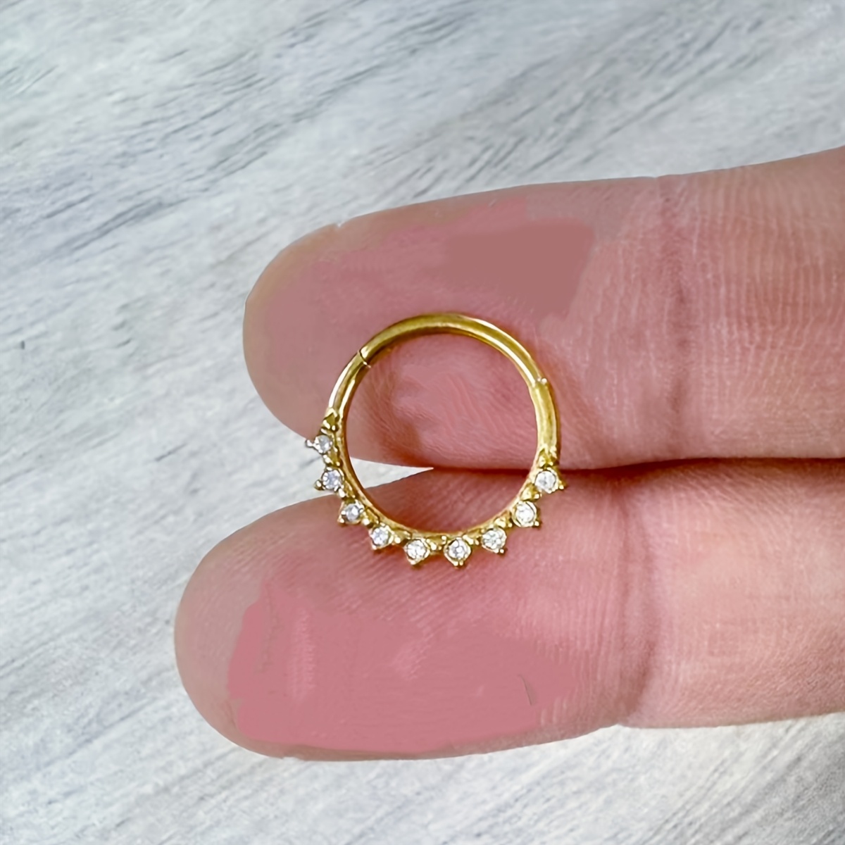 Image of 1pc Luxury 16g Cubic Zirconia Hinged Septum Ring - Women' Steel Septum And Cartilage Piercing Jewelry, Perfect For Gifts And Holidays