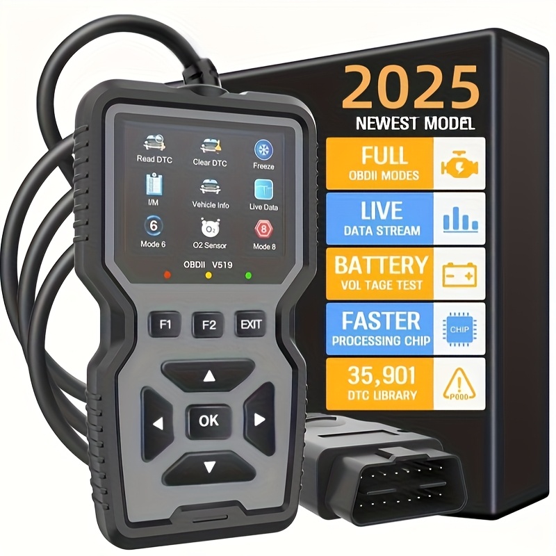 TEMU Professional Scan Diagnostic Tool, Engine Fault Code Reader And Reset, Suitable For Mode 6/8 Advanced Obdii/eobd Car Scan Tool, Battery Tester,