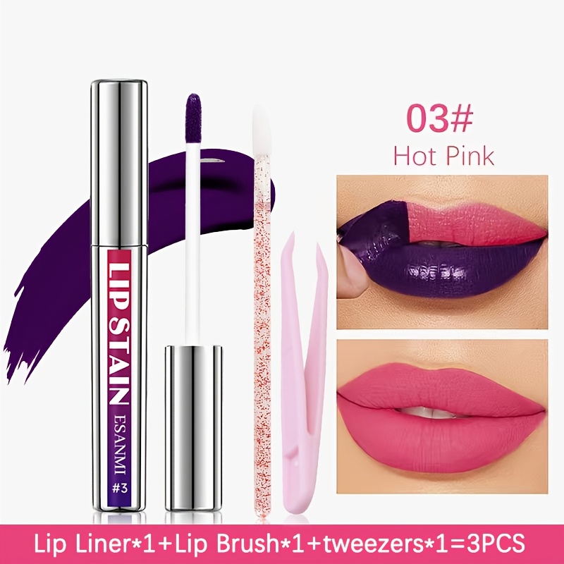 3pcs Lip Tint Set with Tweezer & Lip Brush