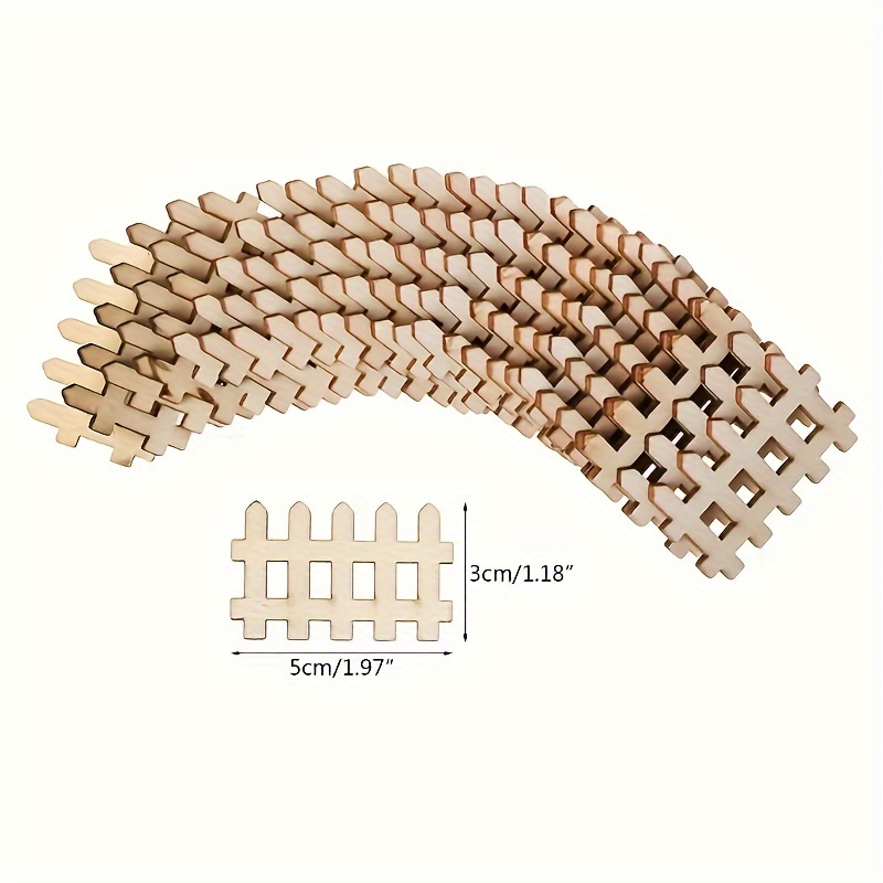 Image of 20pcs Of 1.9-inch Wooden Fence-shaped Craft Sticks - Natural Wood Decorations, Suitable For Painting, Christmas Decor, Home Crafts, And Rustic