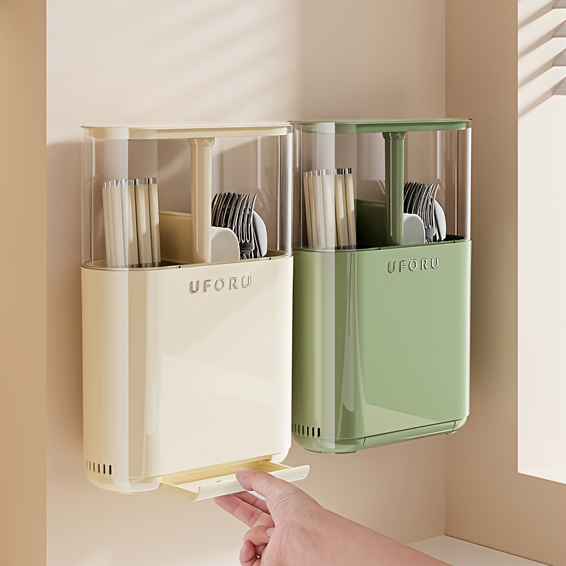 1pc ABS Chopstick Holder with Utensil Storage - Red & Green • Space-Saving Kitchen Organizer for Chopsticks, Spoons, and Forks • Durable and Stylish Design for Modern Kitchens • Kitchen Utensil Holder | Modern Kitchen Accessory | Durable Kitchenware • Chopstick Holder for Kitchen Counter