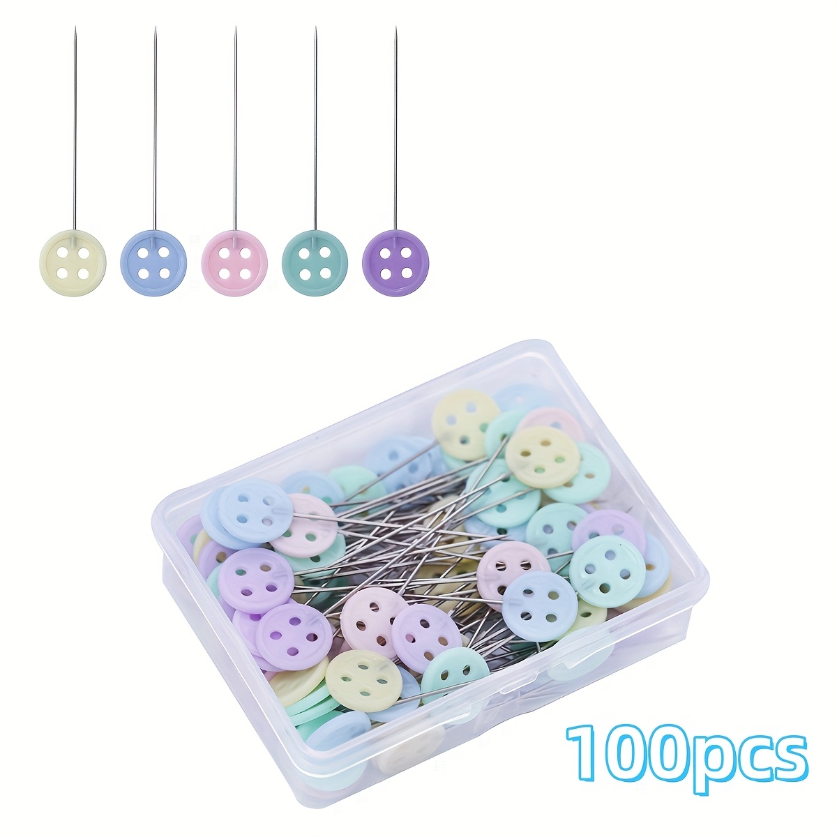 E-shop 100 Stück Schneiderstecknadeln für Kleidung, inklusive flacher Stecknadeln, Knopfstecknadeln, Schmetterlingsstecknadeln, Fliegenstecknadeln und