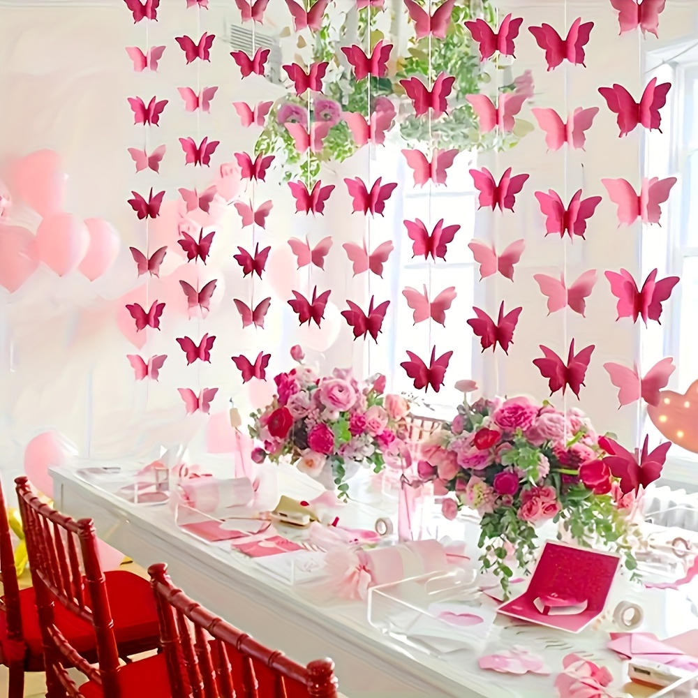 18er Pack 200 cm / 78,74 Zoll 3D Schmetterling Papier Girlande * für Hochzeit, Valentinstag und Geburtstags-Themen Dekoration, Party * Weihnachten Halloween für wohnung