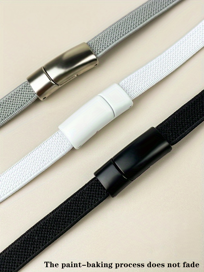 1 Pair 8mm Mesh Elastic Laces with Magnetic Buckle, Casual Polyester Lightweight Woven Shoelaces, Solid Color, Easy No-Tie Lazy Shoelaces for Sneakers and Shoes