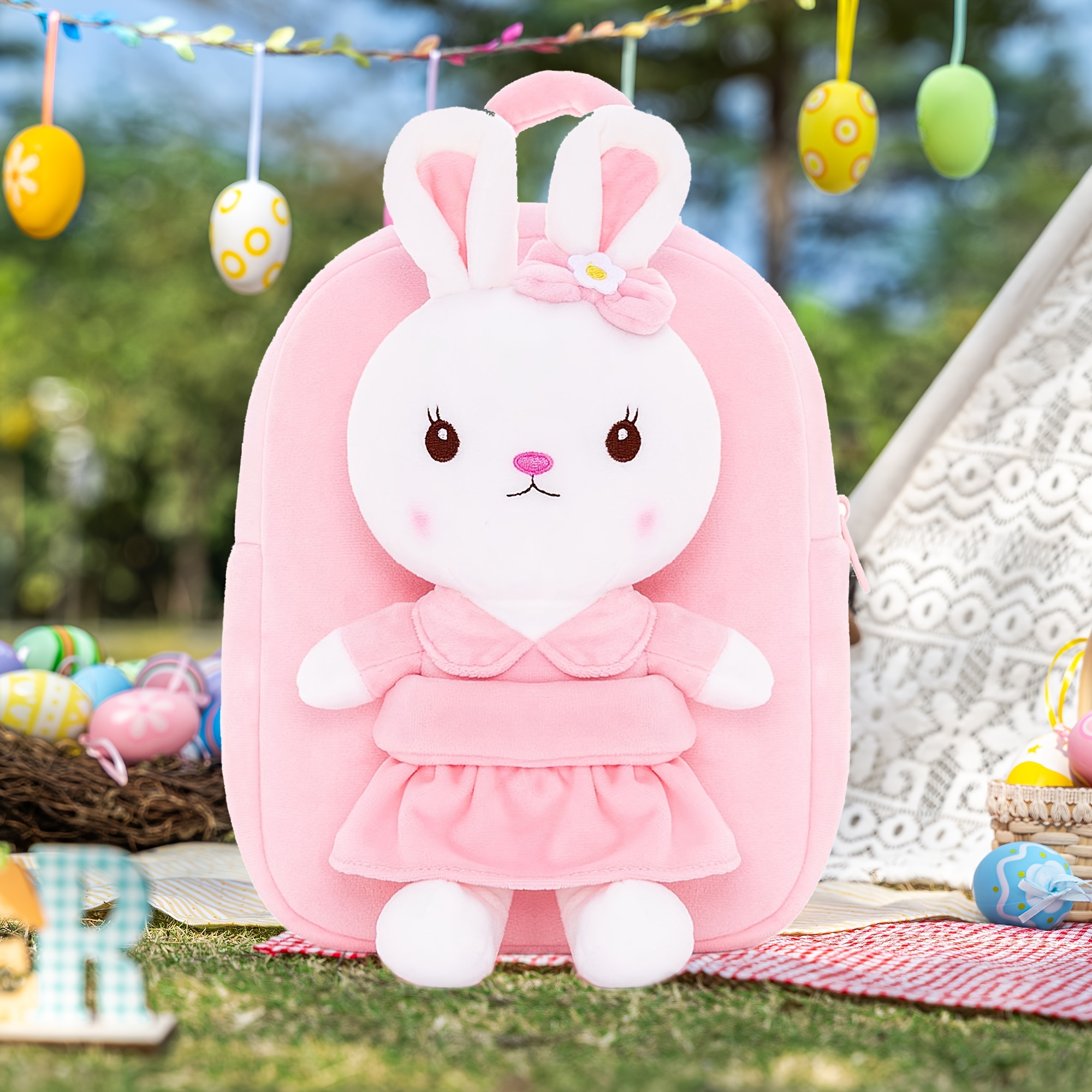gloveleya easter bunny toy stuffed animal rabbit toys with backpack pink 9