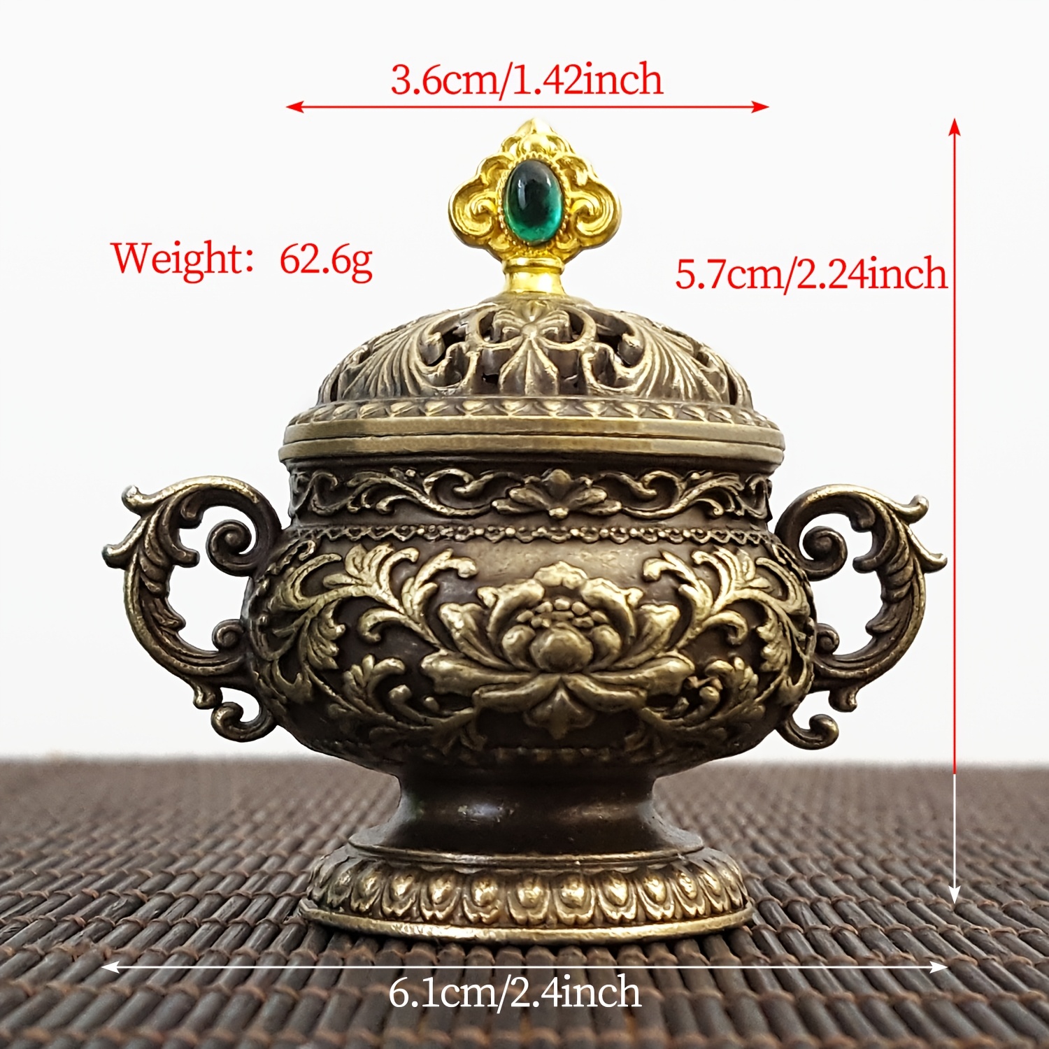 TEMU Porte-encens 1 pièce vintage à double avec verte et , un porte-encens de style zen pour encens spirale d'intérieur, offrandes de table à thé et