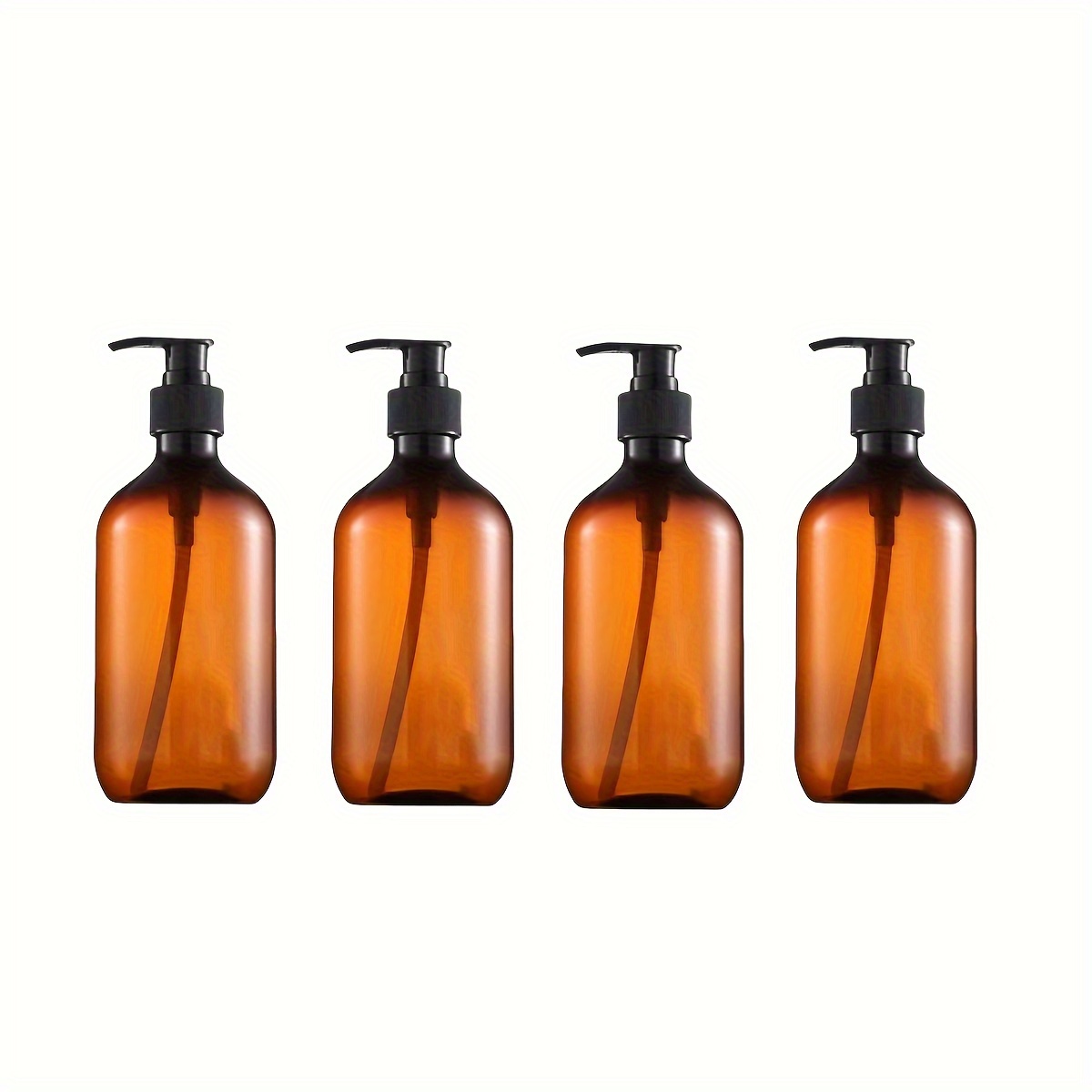 TEMU Set Of 4 Plastic Pump Dispenser Bottles, 300ml Refillable, Phthalate-free Unscented Soap And Shampoo Containers