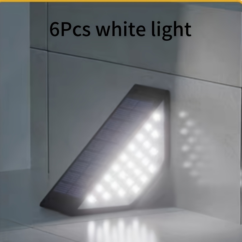 6pcs 24 led solar stair lights led outdoor step light solar deck lights outdoor light decor for steps stairs deck patio yard porch garden sidewalk front door plastic safe and romantic   new year way home  