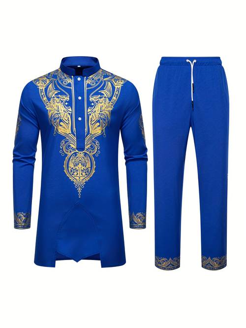 obm middle eastern mens ethnic style long robe with long sleeves set