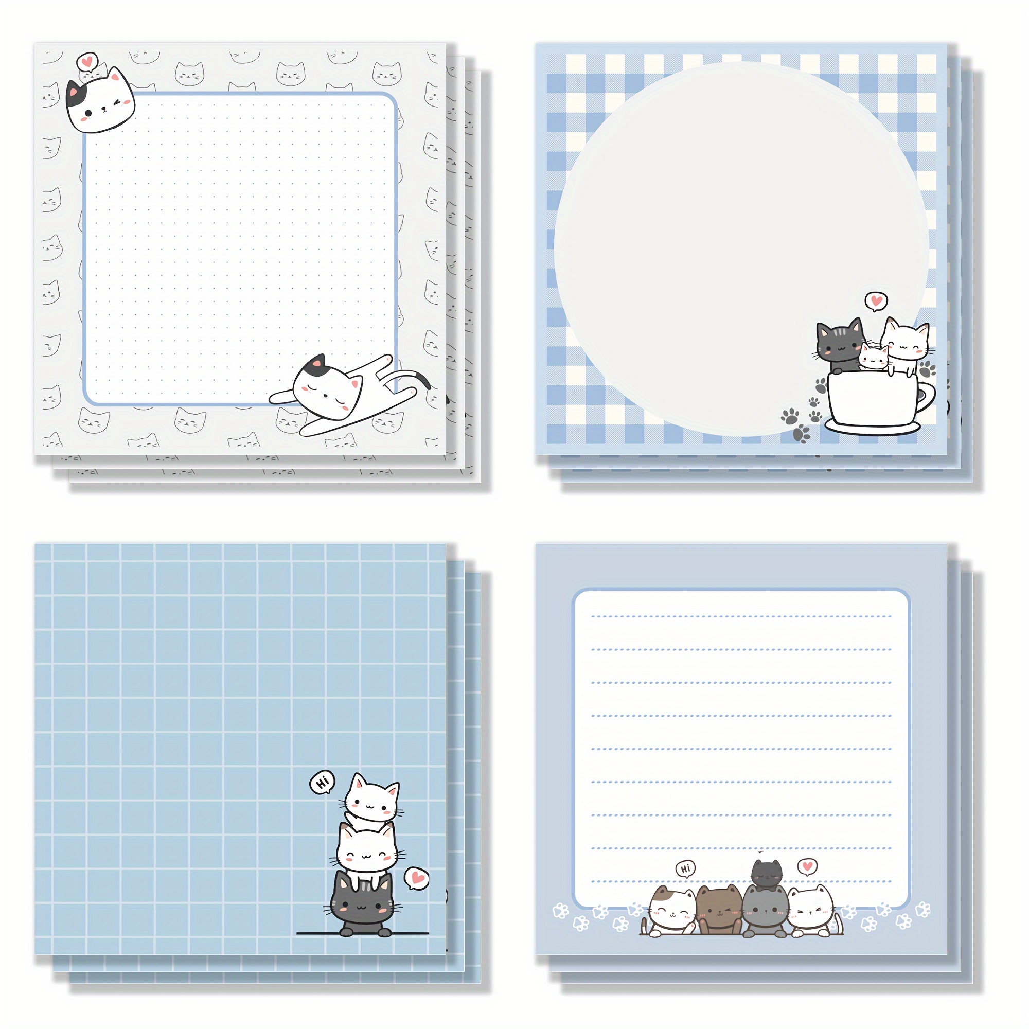 

4-pack Cat-themed Self-stick Notes - 3x3 Inches, 50 Sheets Per Pad, Adhesive Memo Pads With Cute Cat Designs For Office, School, Home - Ideal For Students, Teachers, Cat Lovers