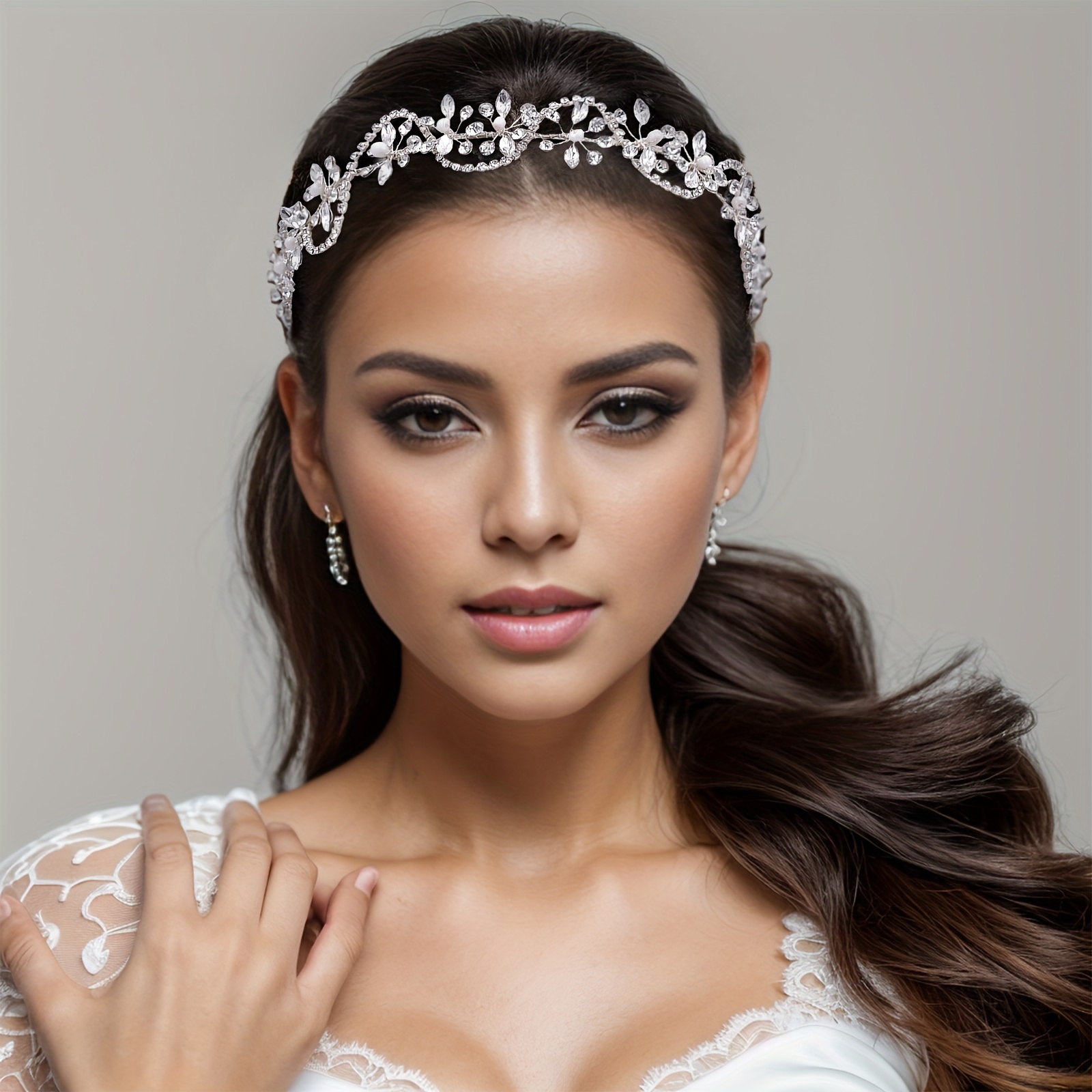 Charlotte - Large Padded White and Sparkling Silver Headband – Acute Designs