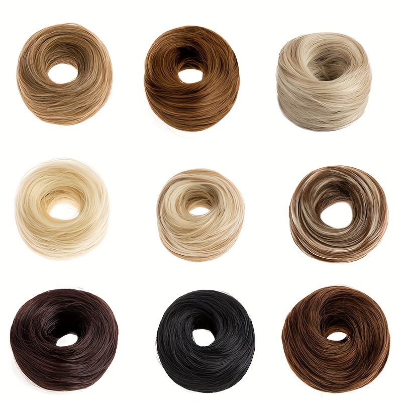 synthetic hair bun ponytail braid donut extension deep brown 4 inch womens party casual partial Product details 2