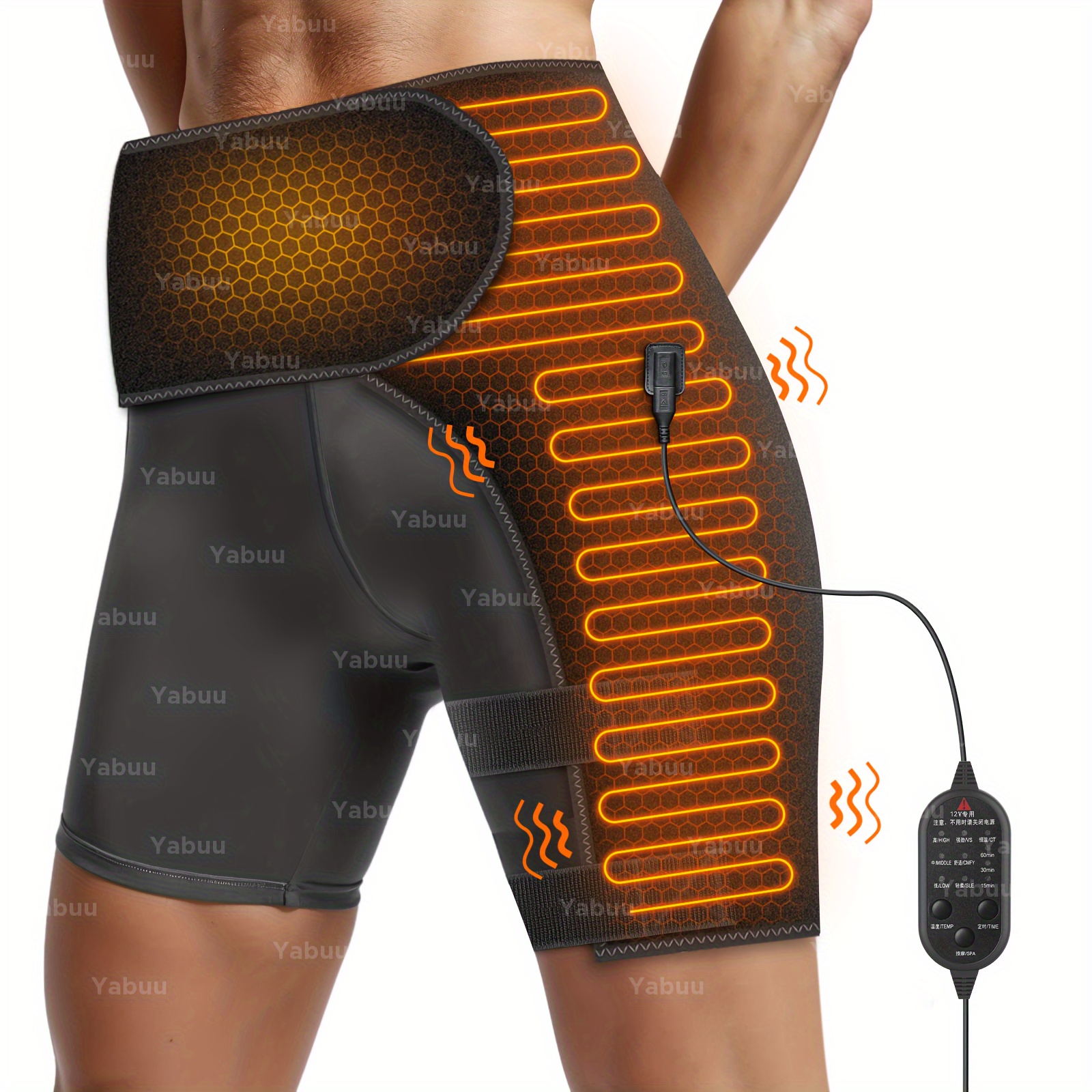   massage heated waist and hip support brace heating pad for waist and hip for waist lower back thigh buttock 3 heat and massage setting gift for men   gift for valentines day mother fathers day thanksgiving and christmas Product details 0