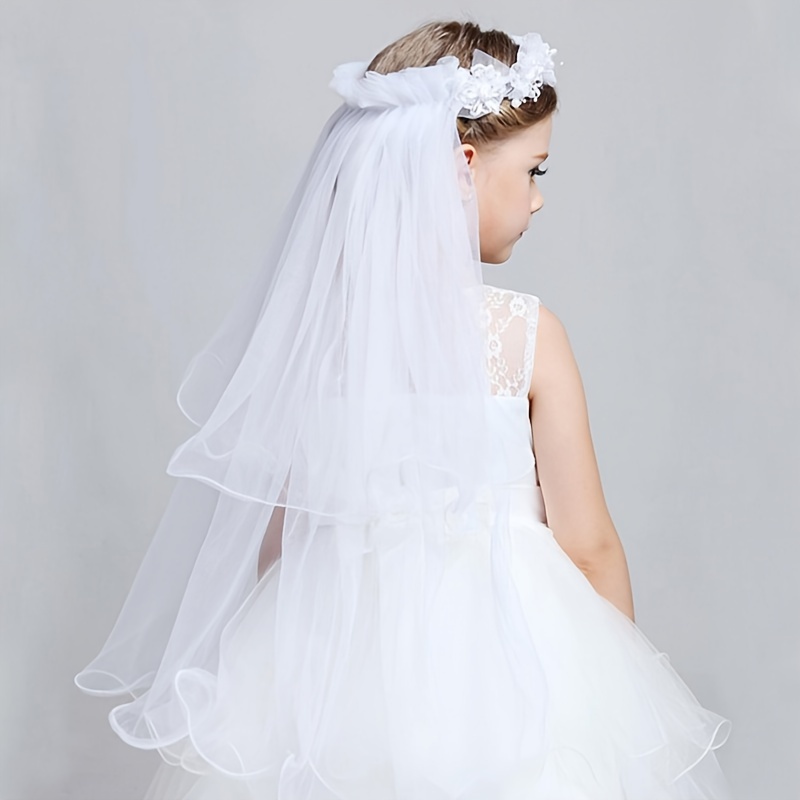 Image of 1 Lace Garland Headdress Veil Party Performance Princess Dress Additions Gift Hair Additions Long Shawl