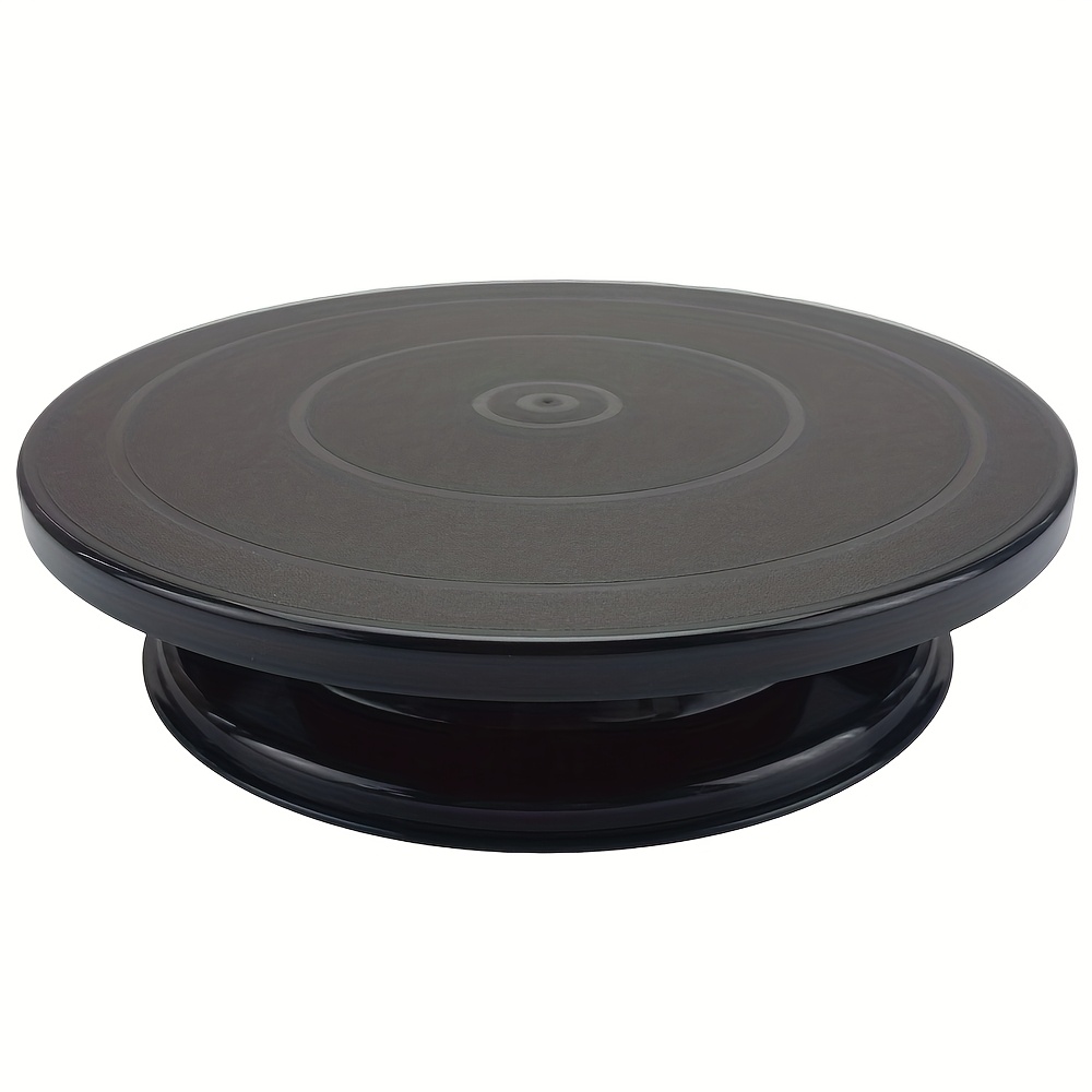 Image of 1/3pcs Cake Turntable, Scraper And Spatula Set, 11-inch (. 27.5cm) Cake Stand Decorating Baking Supplies, Rotatable Black Painting Turntable Stand, Suitable For Pastries, Cupcakes, And Cake Decorating