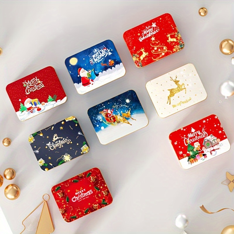 [Popular Choice] Vintage Christmas Gift Box, Rectangular Metal Tin with Lid, 120mm, Iron Box, Storage Bins for Home Organization