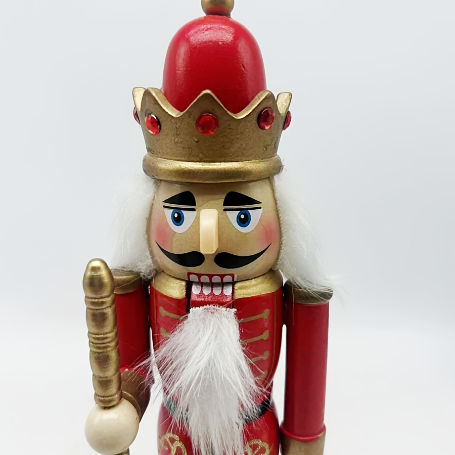 

1pc 10-inch Wooden King Nutcracker With - Christmas Table & Home Decor, Ideal For ,