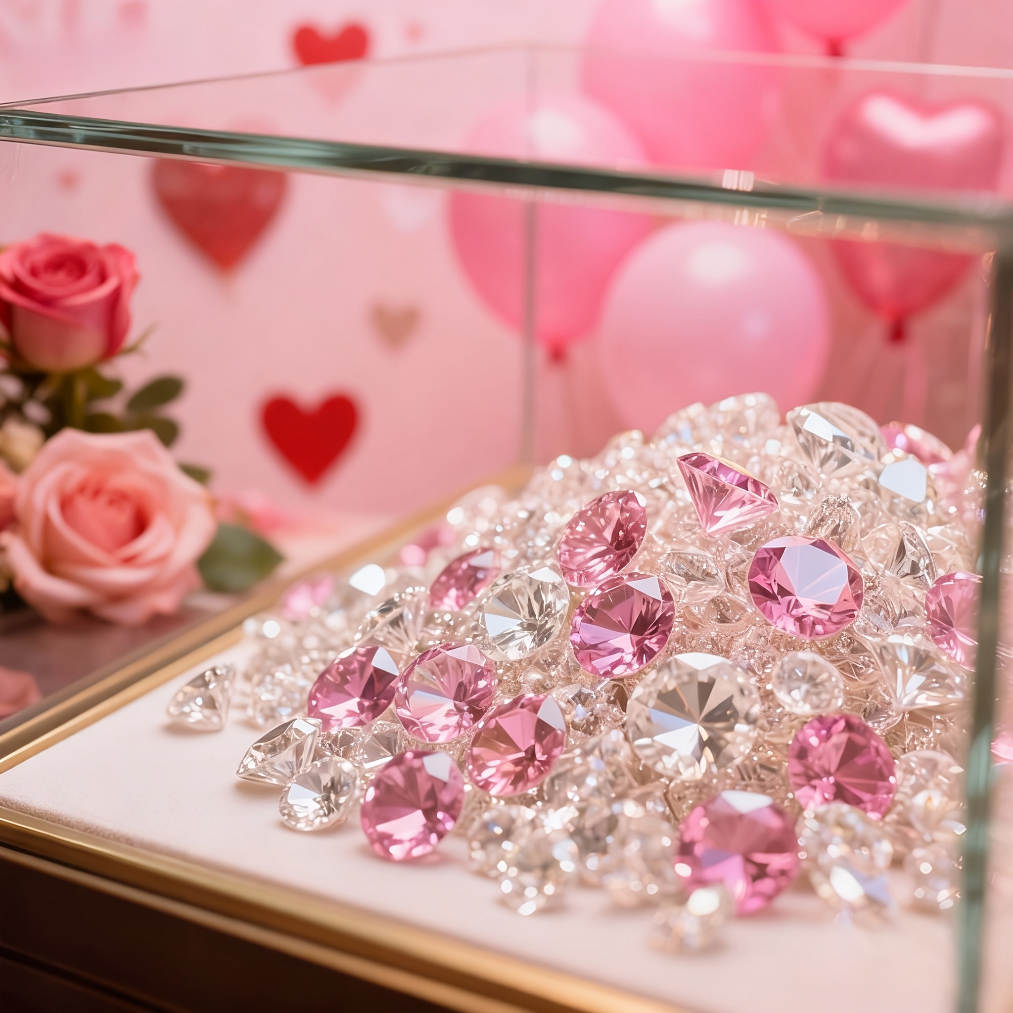 E-shop 6140 Einzelne Diamanten für Hochzeits-, Party- & Valentinstag-Tischdekorationen – Funkelnde & Rosa Kristallacryl-Diamanten für Vasenfüller,