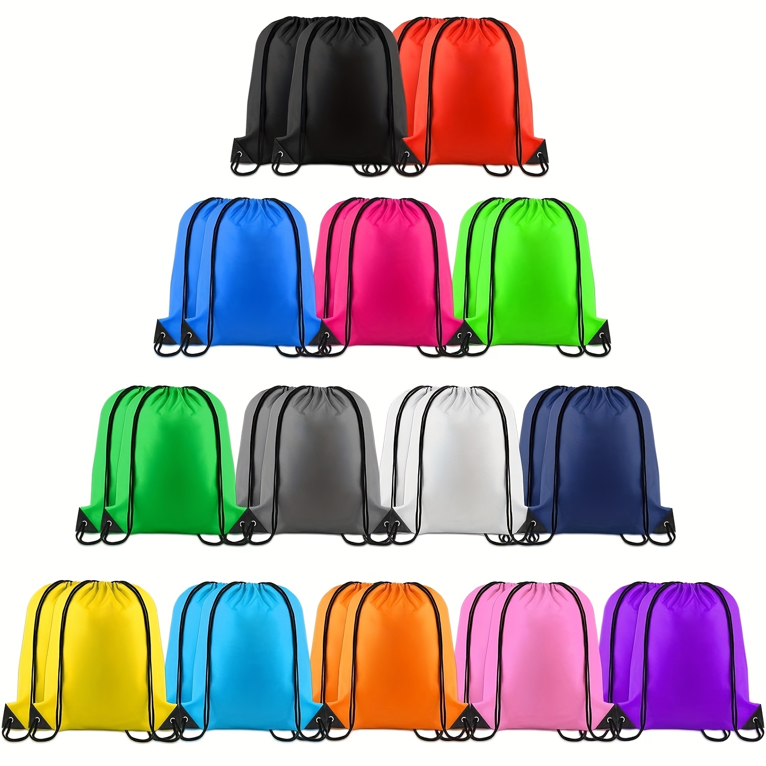 TEMU 14/28pcs Drawstring Backpack Bulk, 14 Colors Diy Draw String Sport Bag For Sport Trip Beach Swimming