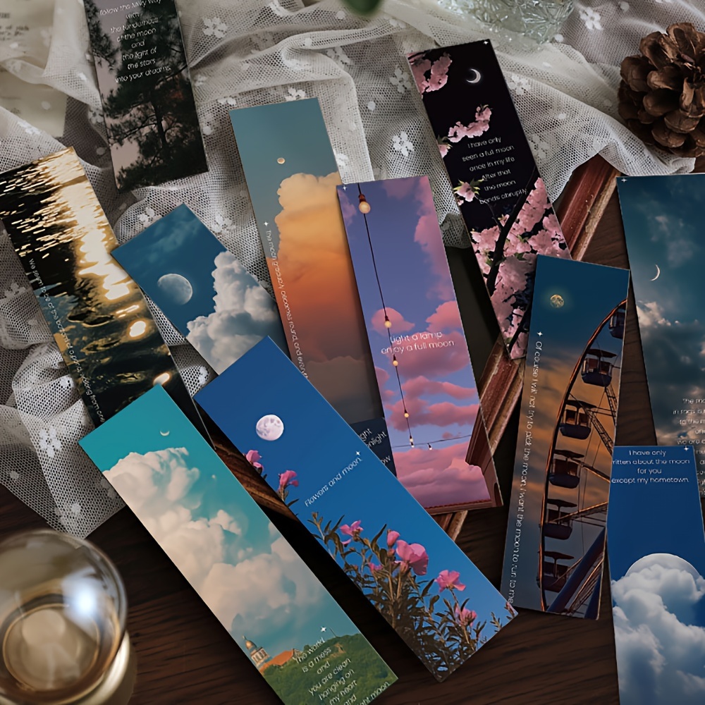 

30 Sheets Moon Cloud Bookmark Sunset Aesthetic Landscape Cloud Sky Bookmark Small Card Message Card Literary Creative Diy Decoration