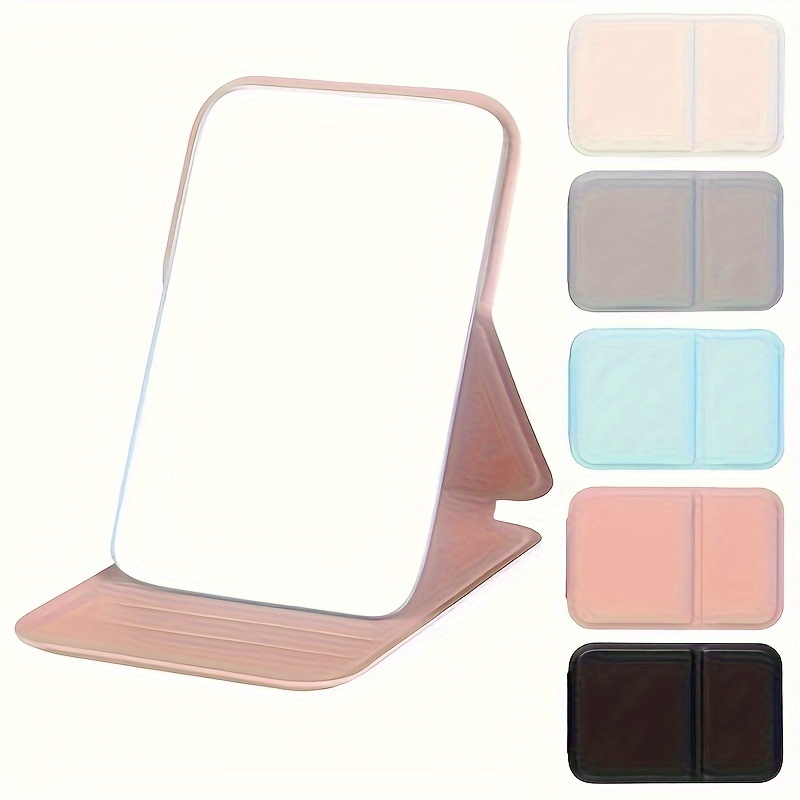 

Chic Faux Leather Folding Makeup Mirror - Portable & Compact, Perfect For Travel & Touch-ups