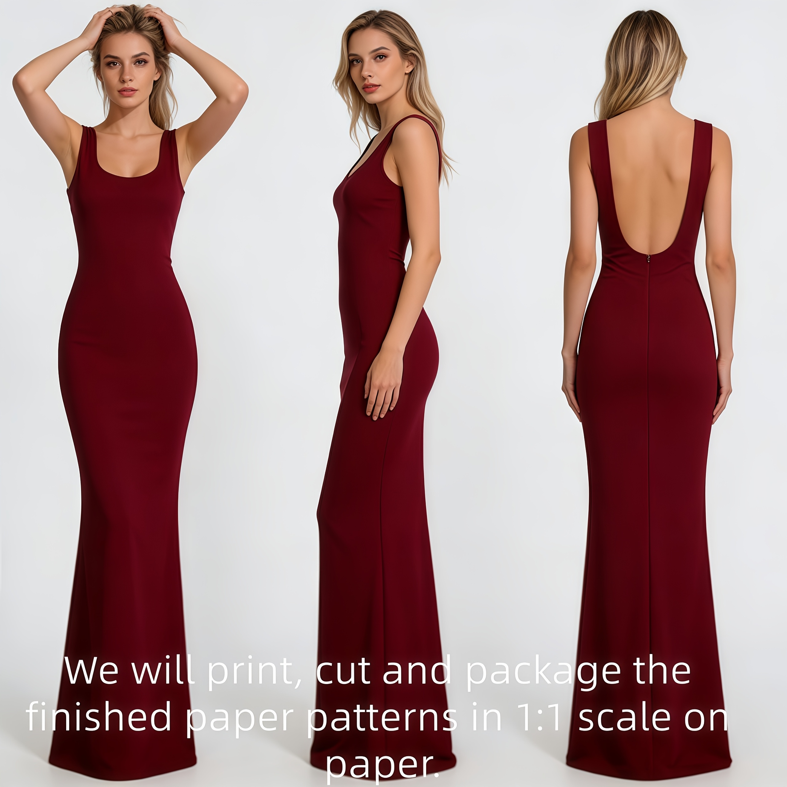 backless evening dress pattern High Neck Collar Backless Dress (wedding/party/special Event Dress) Digital  PDF Sewing Pattern >> Cameron Backless Dress >> Size UK 2-18