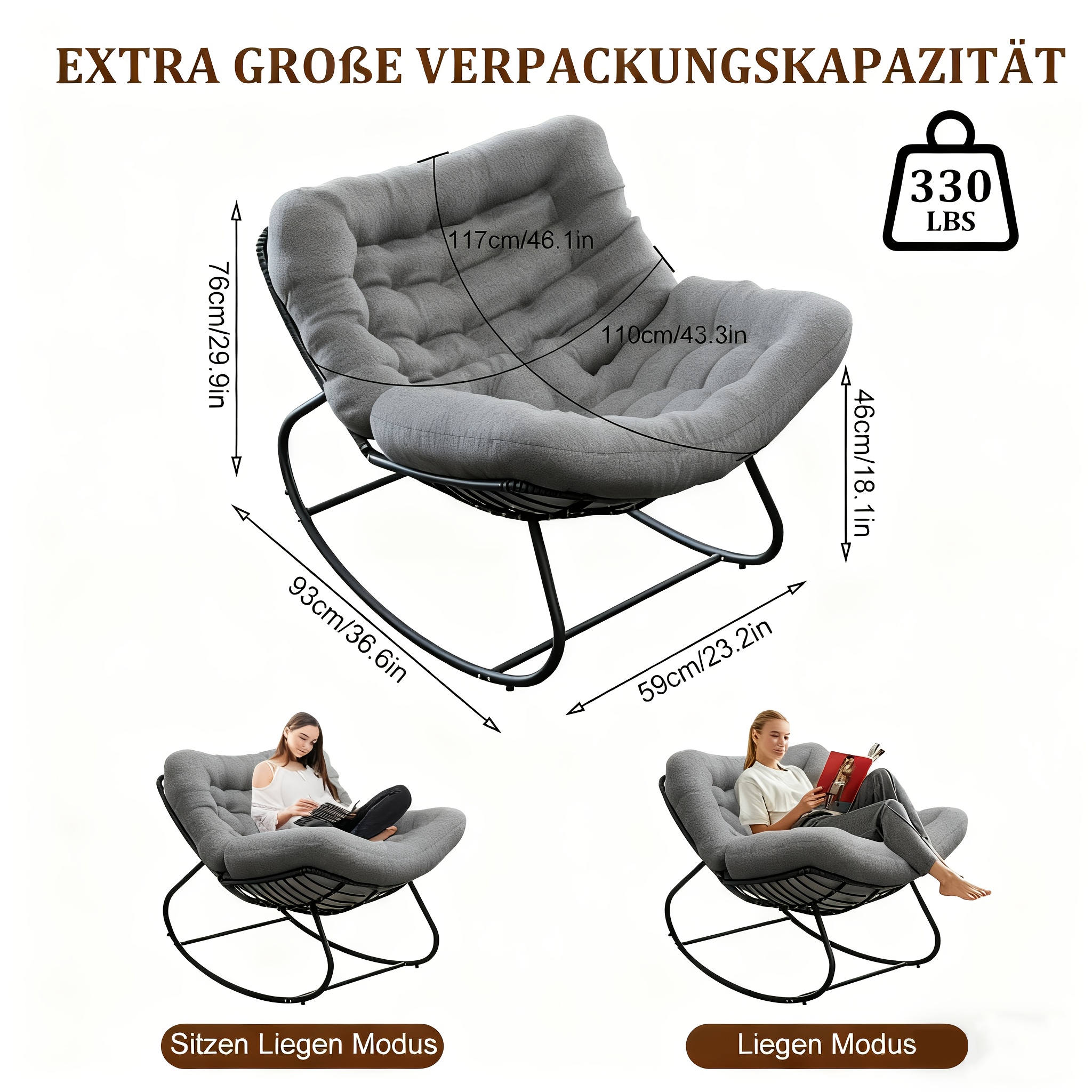 Image of Thickened Fluffy Oversized Lazy Sofa Chair With Stable Golden Metal Frame - -back Recliner Suitable For Bedroom, Balcony, -friendly, Assembly, Modern Chair, Cushioning