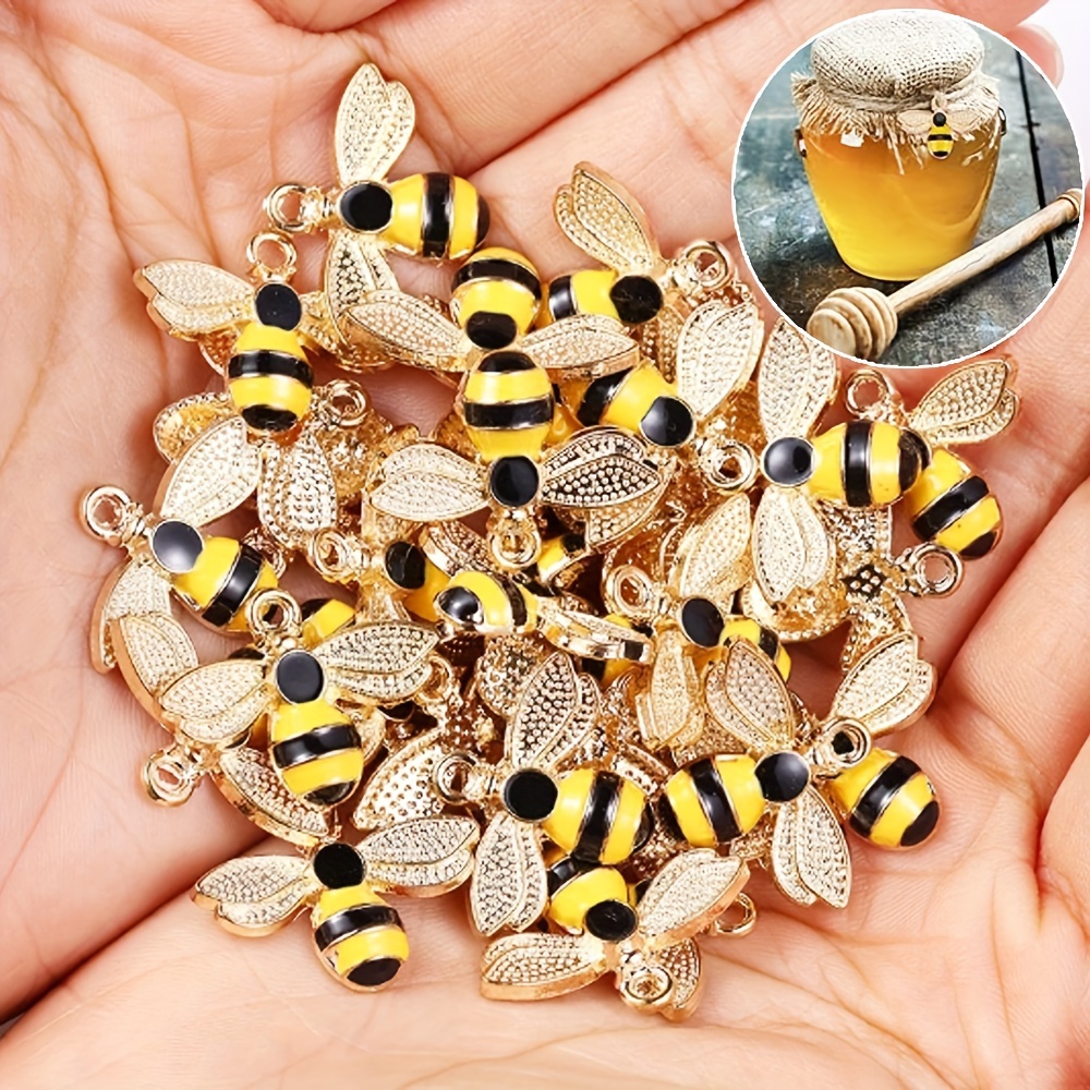 

5/10/30/50 Pcs Adorable Alloy Bee Shape Pendant, Diy Jewelry Accessories, For Making Bracelets, Necklaces, Earrings, Keychains