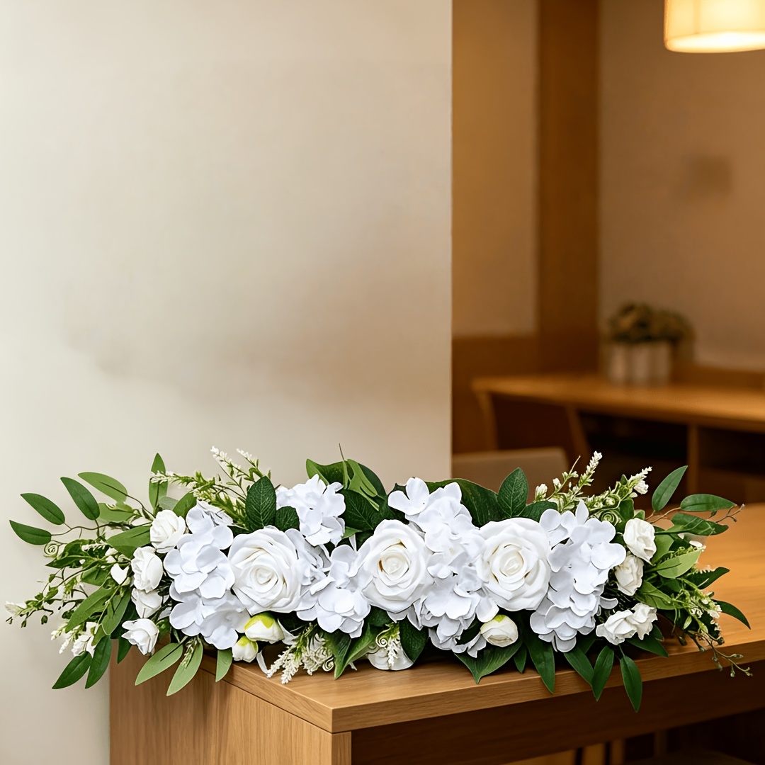 TEMU White Wedding Arch Flowers, Artificial Roses And , Wedding Decorations Suitable For Valentine's Day And Indoor Decor