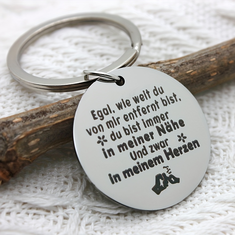 How Far You Are From Me, You Are Near Me In My Heart, Warming German Engravings For Parents, Fathers Day Mothers Day Keychain Gift
