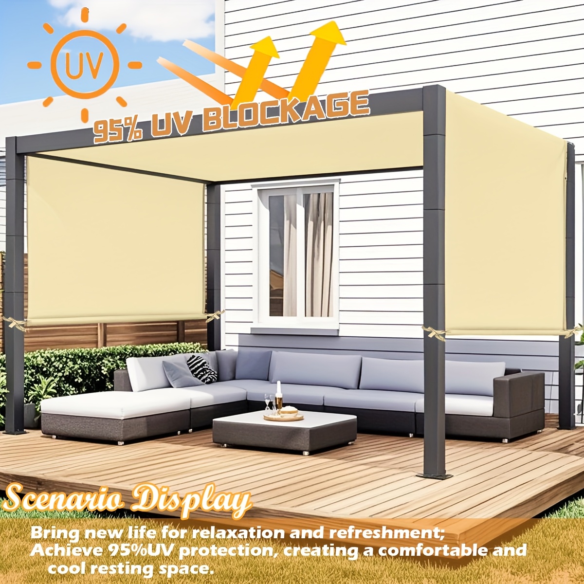 1pc outdoor retractable pergola canopy uv blockage     outdoor patio enhancement