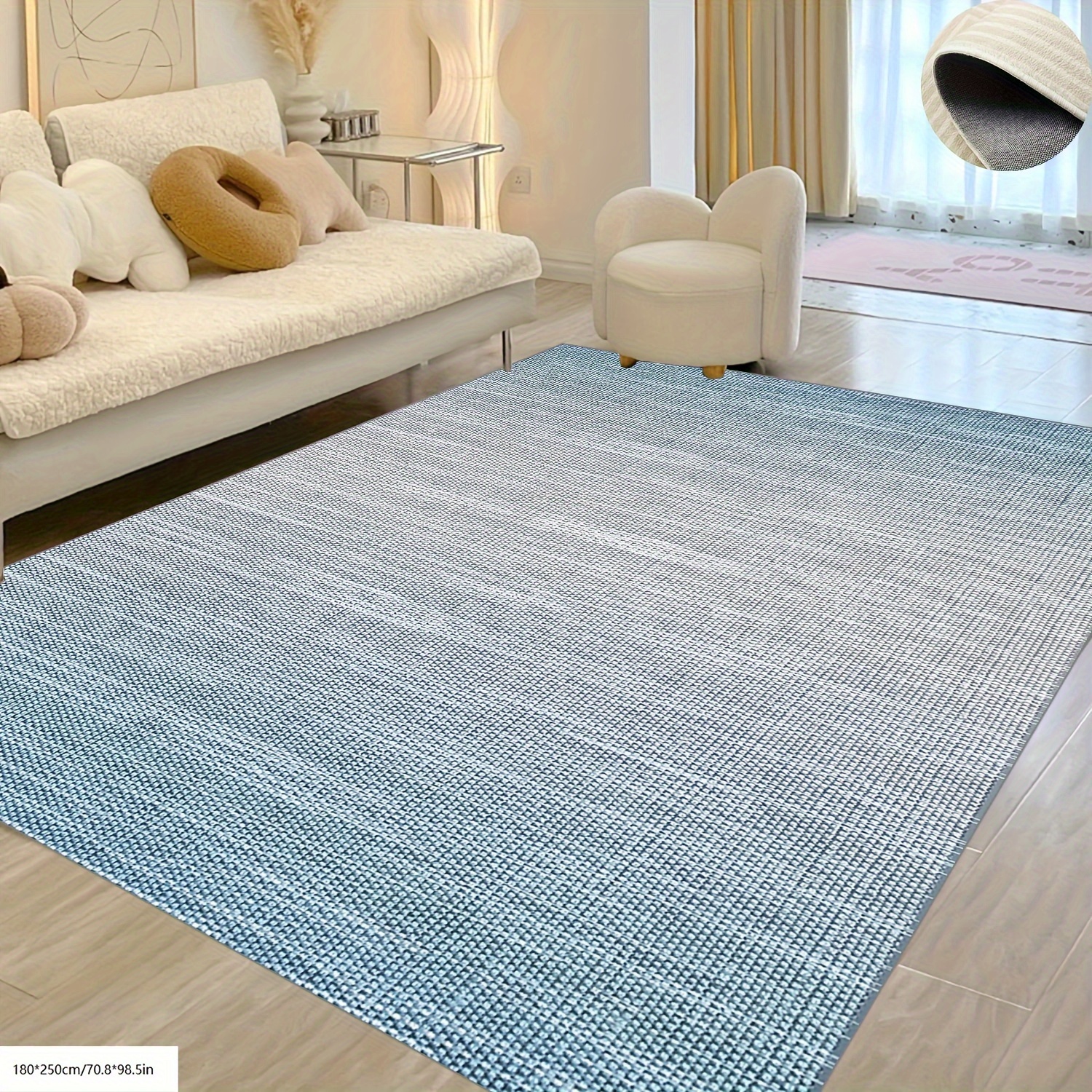 

1pc, Modern Simple Abstract Texture Line Blue Floor Mat Carpet, Easy To Clean Soft Machine Washable, Non-slip, Stain Resistant, Suitable For Any Space Area Including Office, Sofa, Bedside, Kitchen