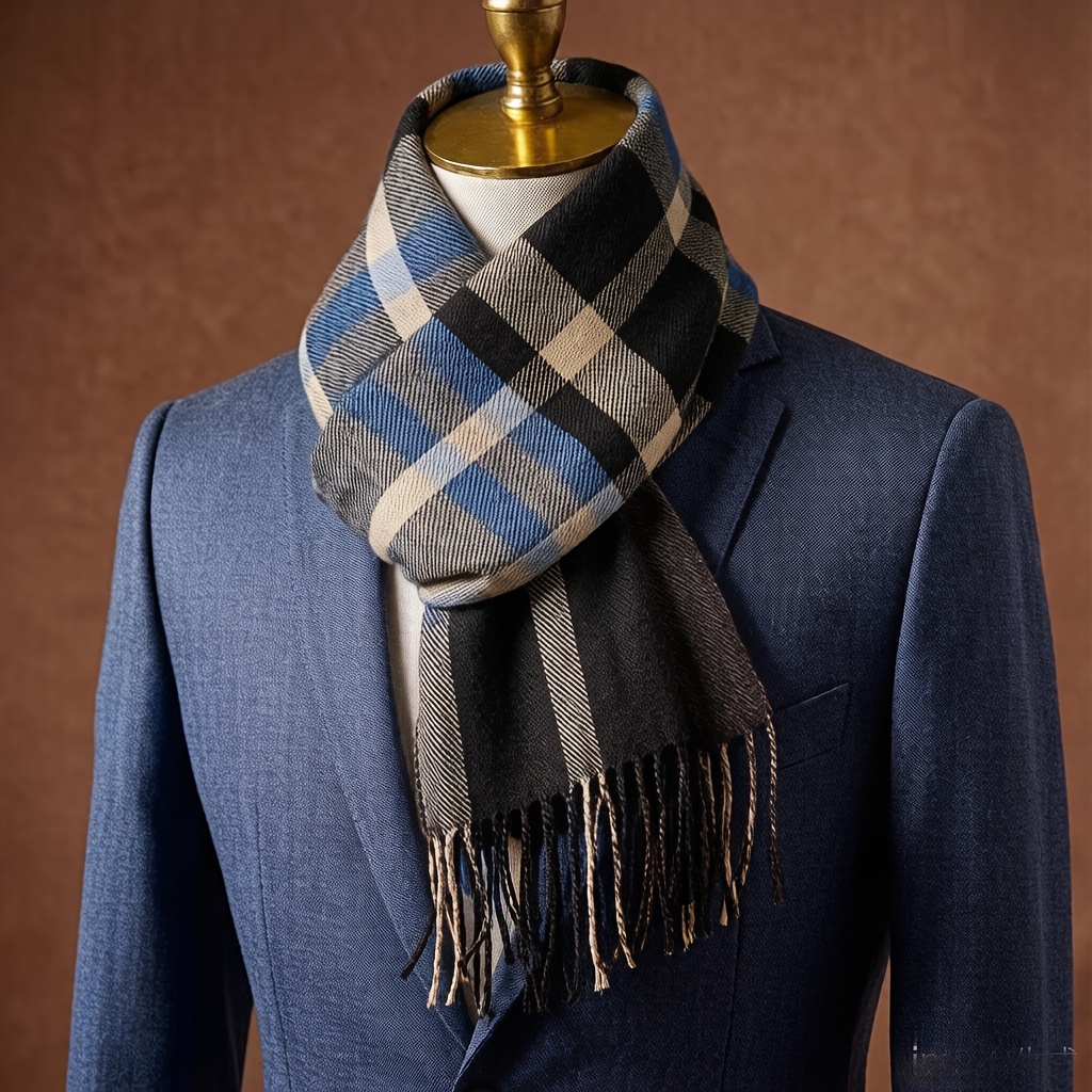 TEMU 1pc All-match Pattern Scarf Couple New Student Girl Tassel Long Men's Scarf Gift Casual Elegant Headscarfchristmas Gift, Christmas Colors