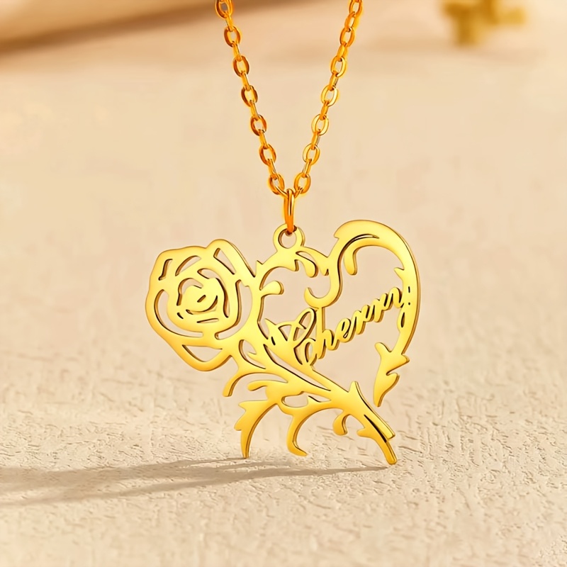 Custom Heart-Shaped Name Necklace, 18K Gold Plated Gift