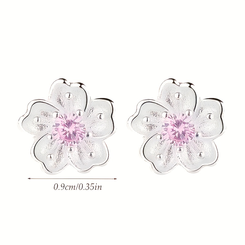 elegant luxurious s925 silver sakura earrings with synthetic zirconia ideal for daily wear and gift   occasions Product details 4