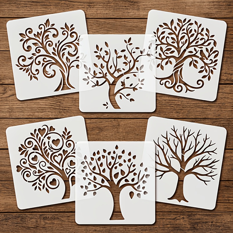 TEMU Tree Of Life Template Set, Consisting Of 6pcs, Each With A Size Of 10.01 Centimeters. This Set Of Small Reusable Palm Tree Templates Of Plastic
