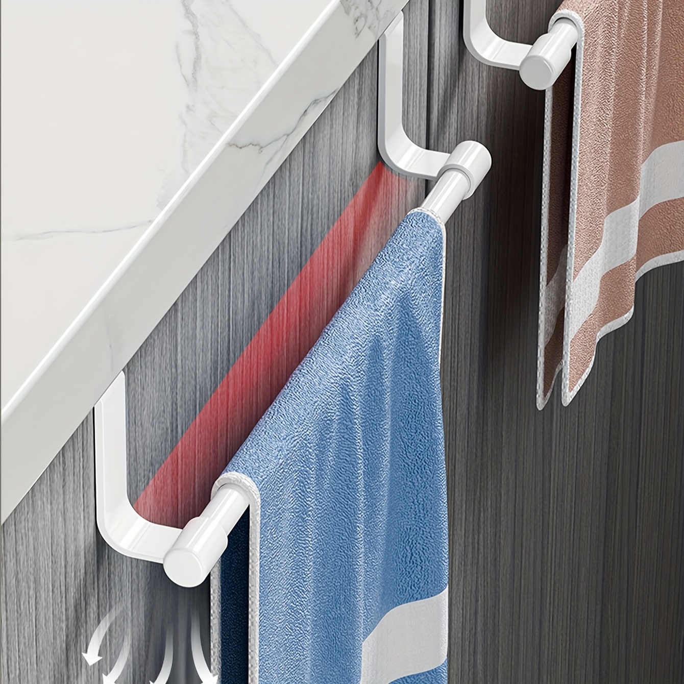 Kitchen Cabinet Towel Rack, Wall Mounted Dishcloth Storage