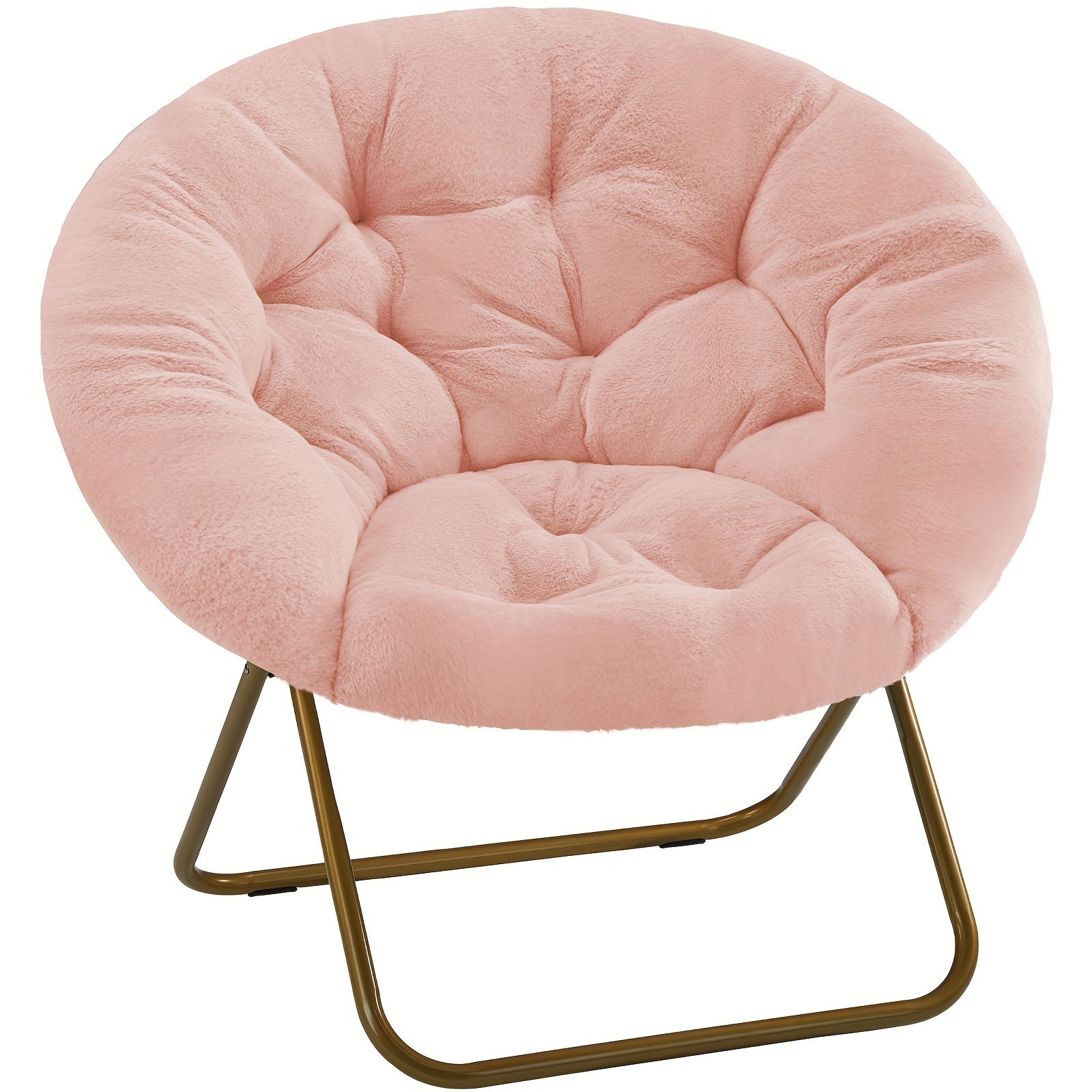 

Fur Saucer Chair, Round Comfy Folding Lounge Chair For Bedroom And Living Room, Flexible Seating For Adults, Moon Shape Comfortable Accent Chair