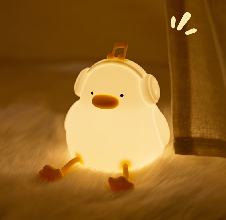 happy duck enjoy duck silicone night light smart patting light usb rechargeable   sleep   sensing atmosphere light three levels dimmable   room decoration christmas birthday gift animal cute duck light Product details 14