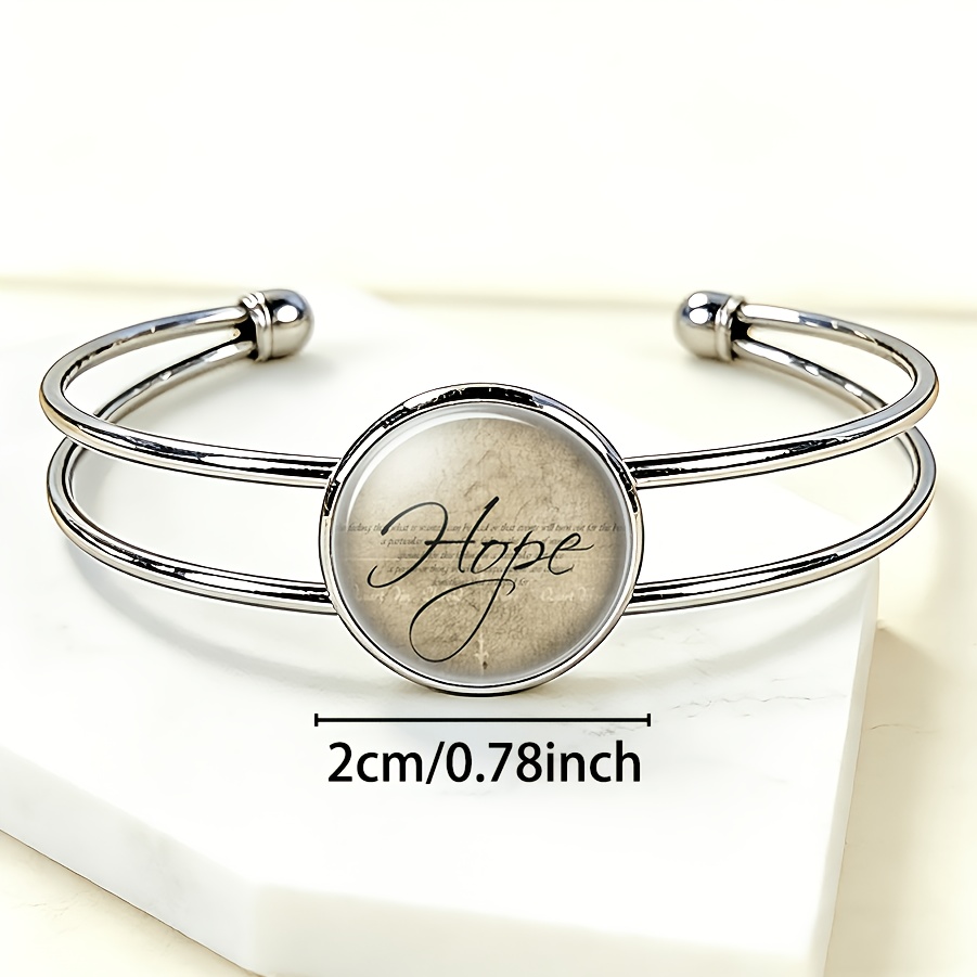 Adjustable Open Bangle with Round Time Gemstone Inlay, Classic