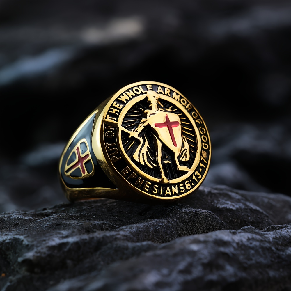 Retro Stainless Steel Shield Ring For Men