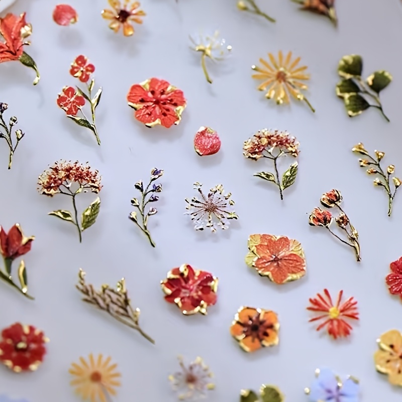 Hot Foil Flower Nail Stickers
