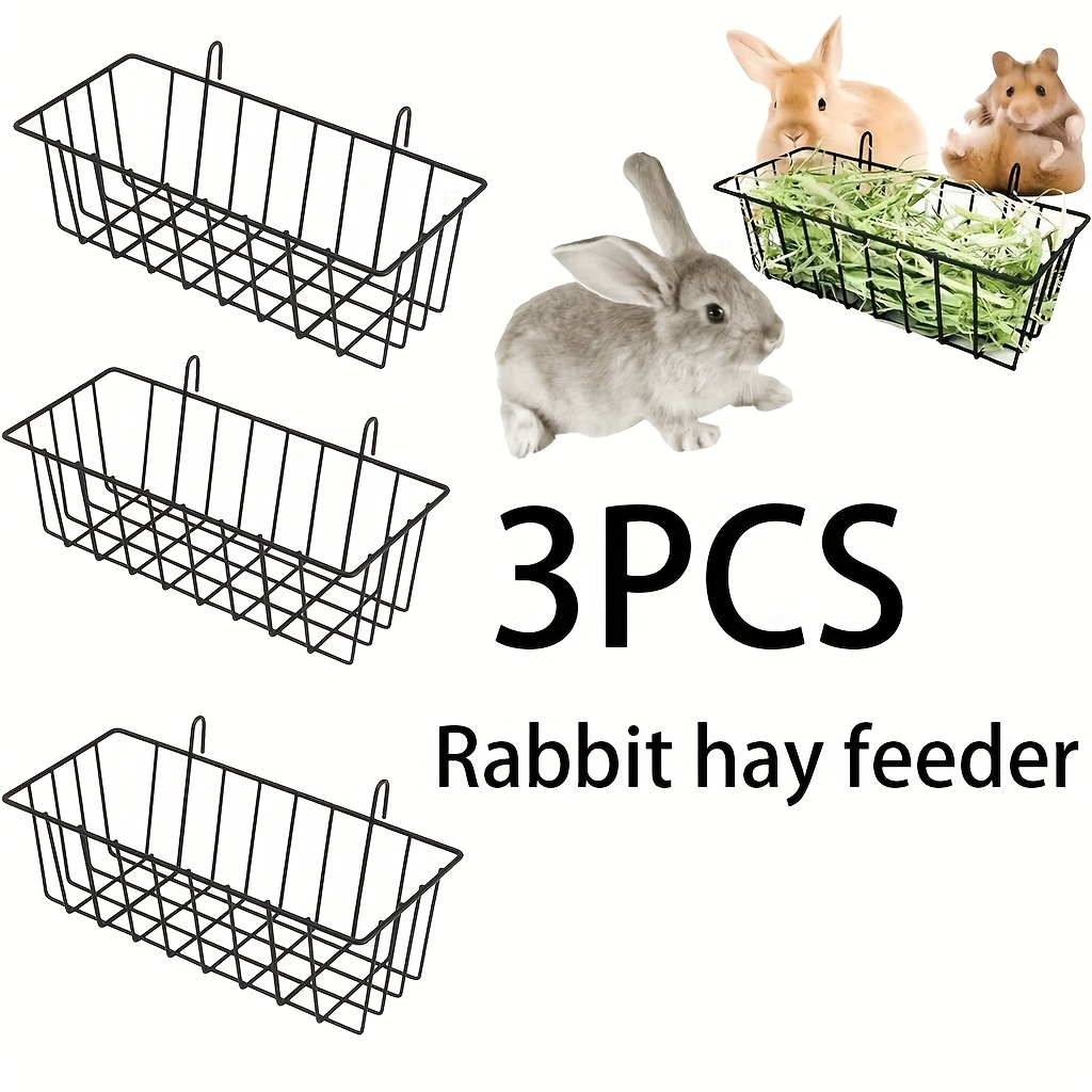 3 Wrought Iron With Hook Rabbit Hay Feeders Durable Small Pet Additions, Pet Rabbit Supplies