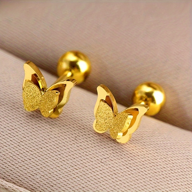 

1pair Fashionable Stainless Steel Butterfly Design Stud Earrings For Women For Daily Decoration