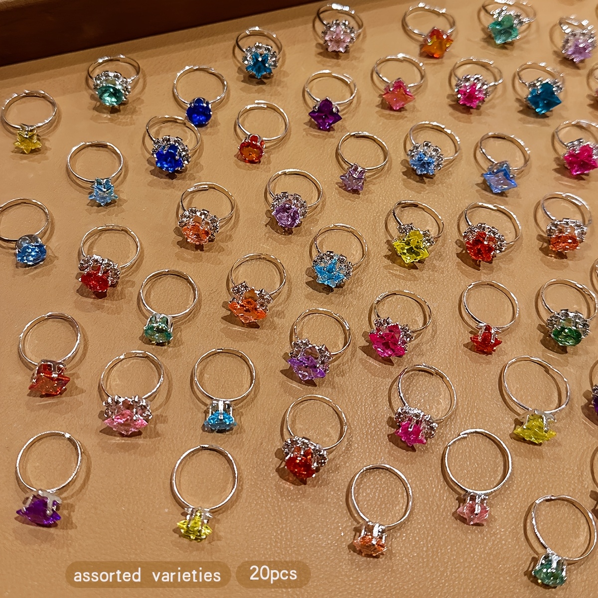 E-shop 20 Stück (Pack) Damen Multicolor Offene Ringe – Süßer Stil Minimalistisch für , Zufällige Farben & Stile, Geeignet für Tägliches Tragen, Partys,