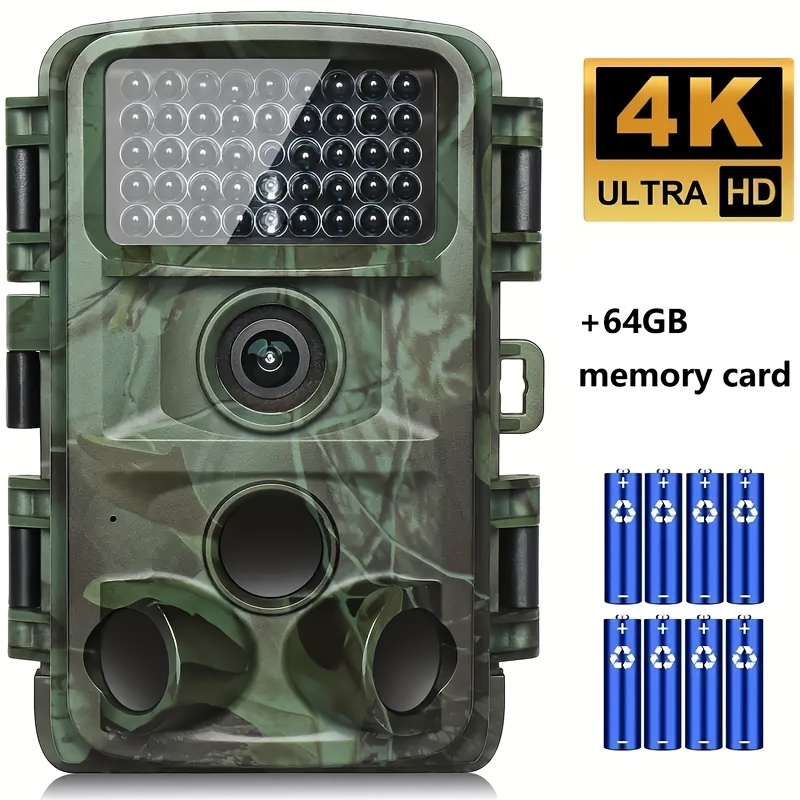 TEMU Caméra de chasse 4K avec vision éclat, écran 2 pouces pour la surveillance de en extérieur