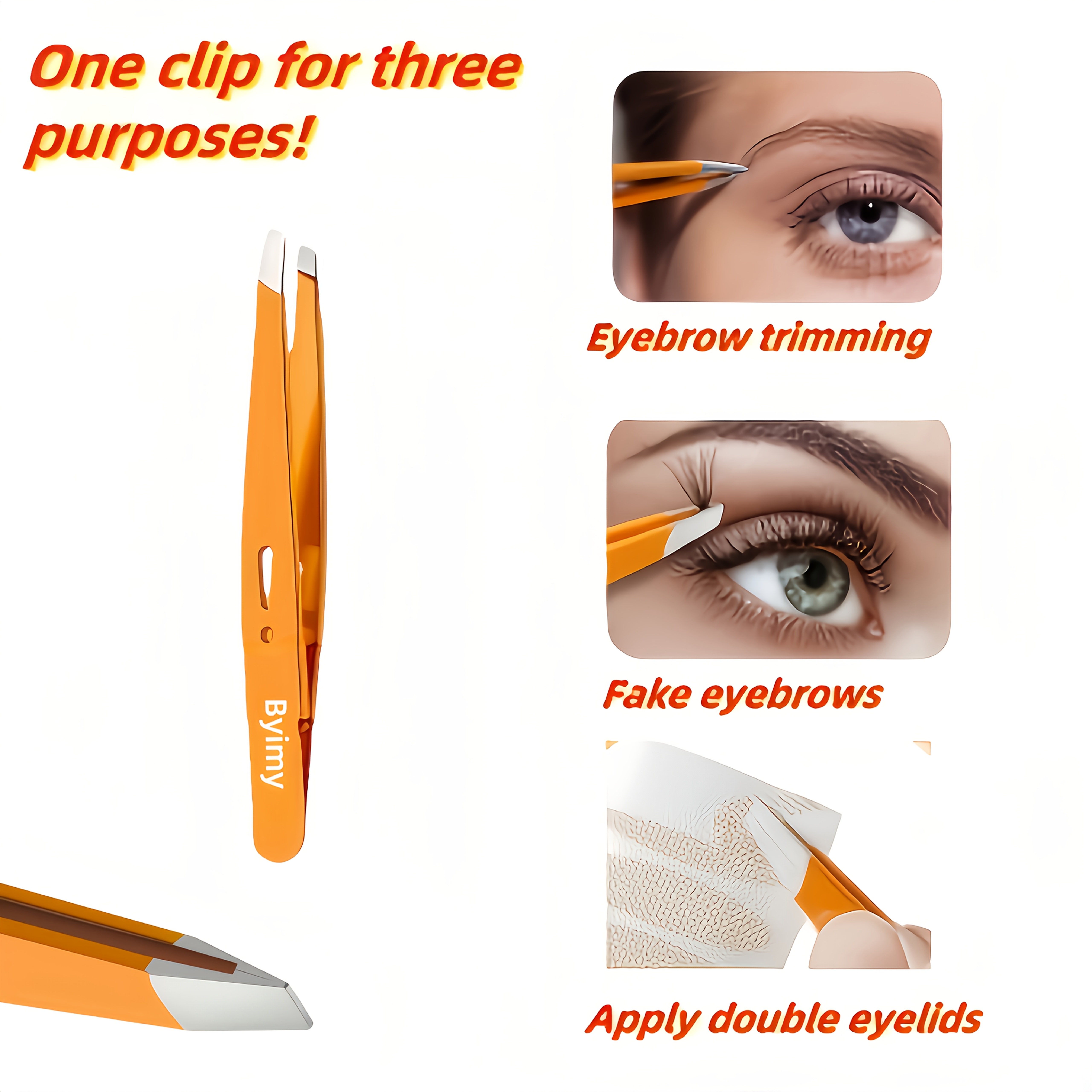 Byimy Brand High-quality Stainless Steel Eyebrow Tweezers Plucking Pliers Tweezers Plucking Beard Special Eyebrow Clip Plucking Clip Beard Clip Hair Removal Tweezers Eyelash Grafting Tool