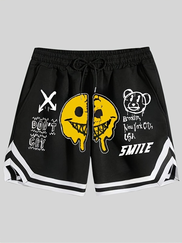 Men'S Classic Trendy Letter Print Sports Shorts, Suitable for Basketball and Outdoor Leisure Wear, Fashionable Four-Piece Set from New Summer Collection