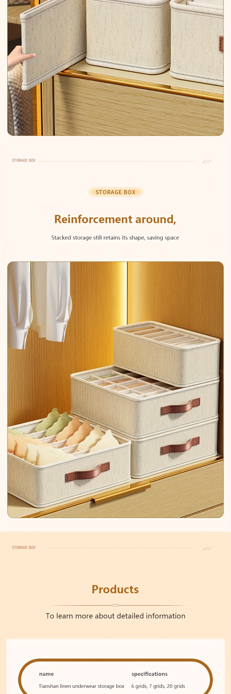 1pc multifunctional underwears socks pants etc storage box wardrobe space saving organizer with handle details 3